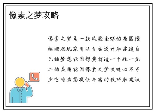 像素之梦攻略